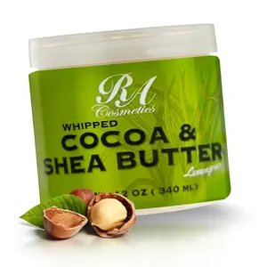 Whipped Cocoa & Shea Butter, Lemongrass - 12oz | 100% Pure & Natural Skin Moisturizer with Coconut Oil | Vitamin-Rich Body Butter for Soft, Supple, and Radiant Skin & Healthy Hairs