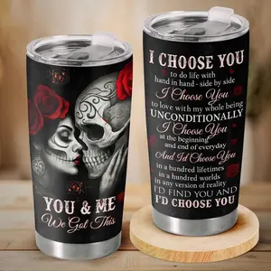 Gothic Love "I Choose You" 20oz Tumbler – Romantic Dark Aesthetic Travel Mug for Couples, Anniversary Gift for Him or Her, Unique Daily Drinkware with Deep Meaning
