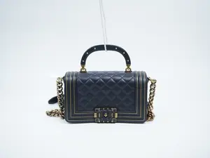 Pre-owned CHANEL lambskin Crossbody Bags Studded Handle Boy Flap Bag Quilted Small