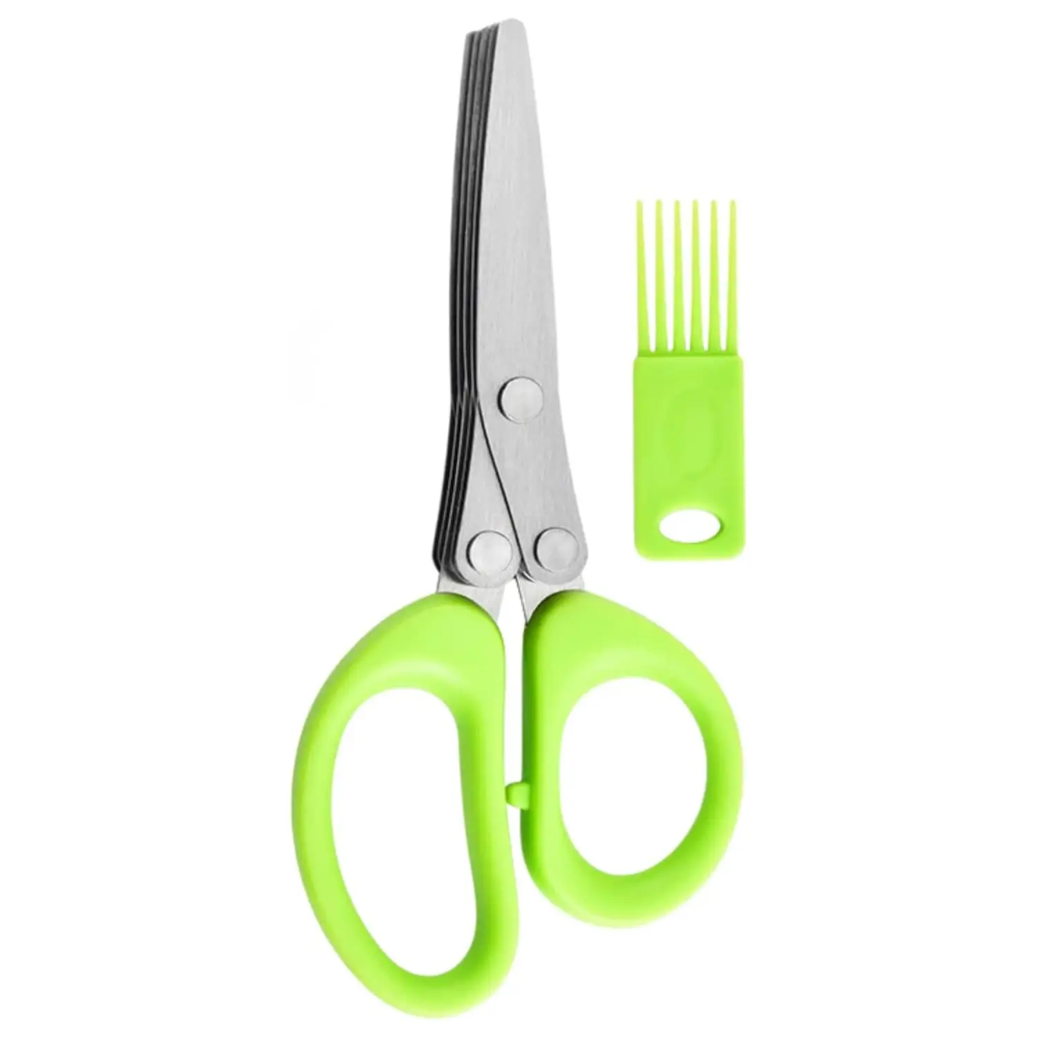 Stainless Steel 5 Blades Scallion Cutter Scissors, Multi-Layer Sharp Kitchen Herb Shears for Chopping Chives Cilantro Seaweed Chili, Safe PP Handle Easy Clean Multipurpose Food Cutting Scissors for Home Cooking