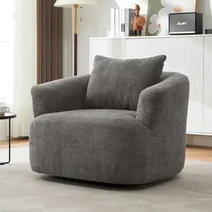 360 °   Swivel Chair, Armchair Accent Chair Sofa, Upholstered Swivel Barrel Sofa Chair with a Throw Pillow for Living Room, Bedroom, Office and Hotel, No Assembly Required