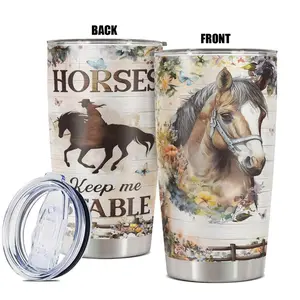 Horse Pattern Tumbler, 20oz Insulated Tumbler, Stainless Steel Water Bottle, Drinking Cup for Home Office, Gift for Any Occasion, Drinkware
