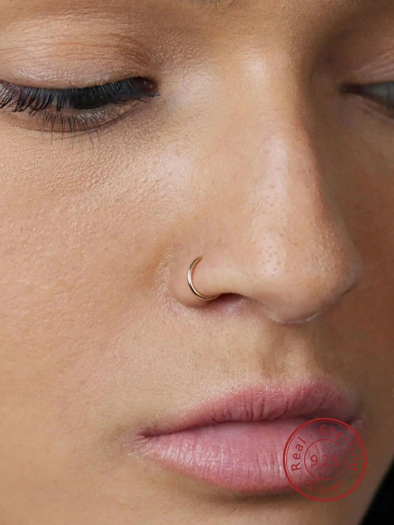 S925 Sterling Silver Nose Ring, Light Piercing Jewelry, Elegant and Simple, Nasal Septum Cartilage Spiral Body Jewelry Suitable for Women's Daily Wear