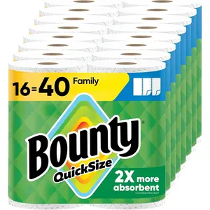Paper Towels Quick Size, White, 16 Family Rolls = 40 Regular Rolls
