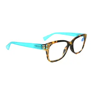 Madison Square, (Bling) Reading Glasses 4 Women W (L. Colorado, Aquamarine)Genuine European Crystals. +1.5..+3  NY Fifth Avenue (Wide frame)