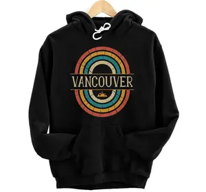 Personalized Vancouver British Columbia Canada Vintage Retro 80s BC Gift Pullover Hoodie