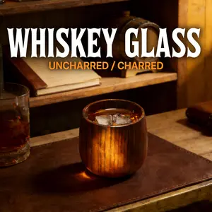 [Buy1 Get 1 Free] Wooden Whiskey & BourbonTumbler Glass, Charred or Uncharred OldFashioned Drinkware,Unique Bourbon Gifts forMen,Premium Drinkware for Whiskey Lovers,Elegant Wooden Glassware for Home Bar,Perfect Gift for Special Occasions