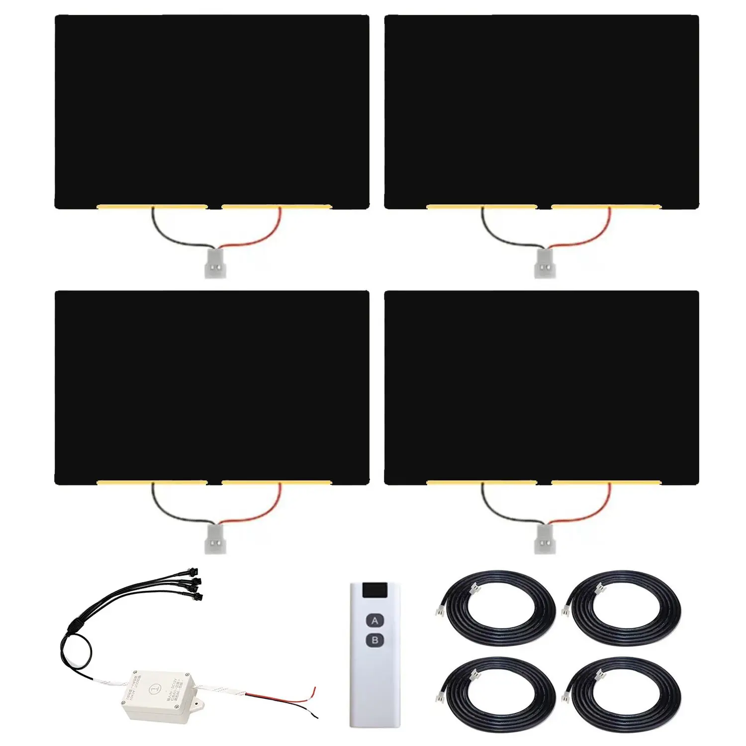 4PCS Black Electric Control Car Window Film, Frosted to Clear Switching, DIY Kit for Car Side Windows, Instant Privacy & UV Protection