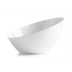 White Angled Plastic Serving Bowls - 5 Pack