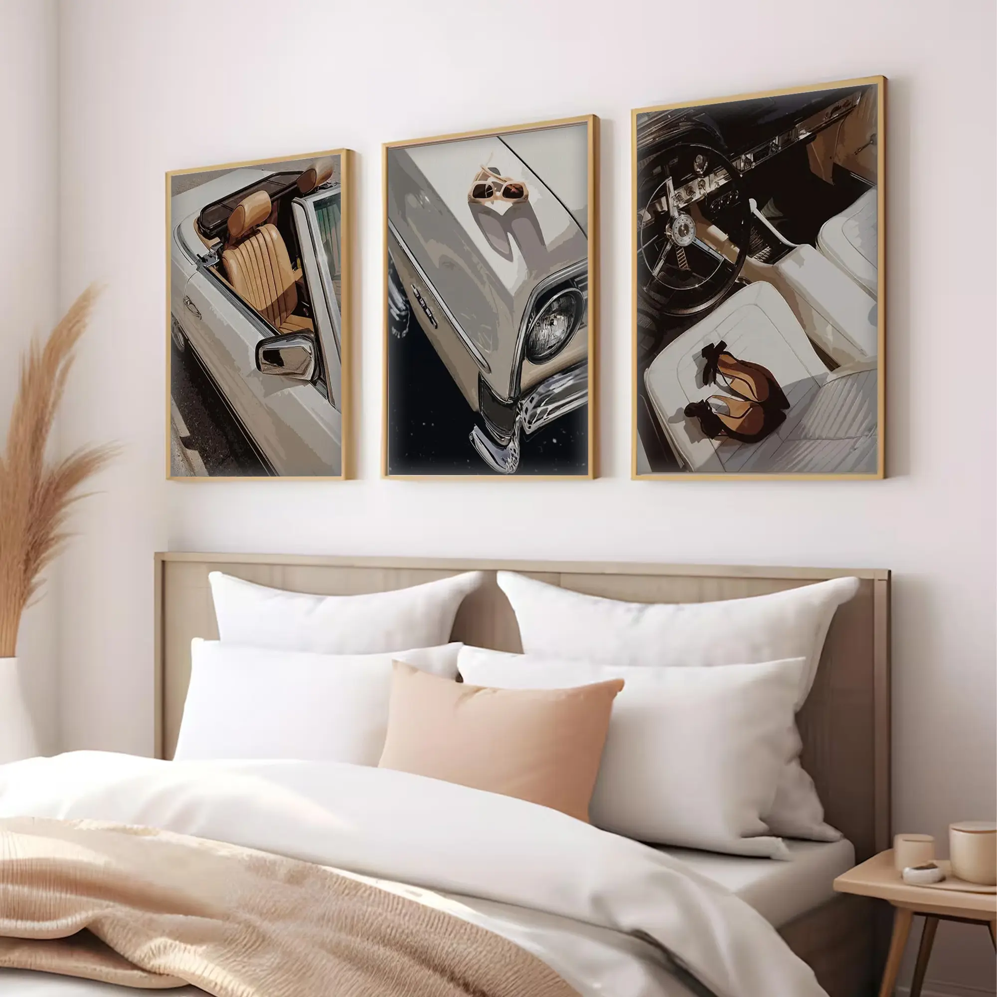 Set of 3 Old Money Aesthetic, Retro Car Poster, Luxury Prints, Car poster Printable Wall Decor, Old School Convertible Artwork poster