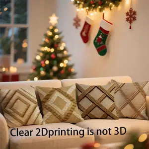 4-Piece Geometric Print Pillow Covers, Clear 2D Printing Not 3D, 45x45cm Decorative Cushion Cases, Short Plush Material, Hidden Zipper, Cushion Slipcovers