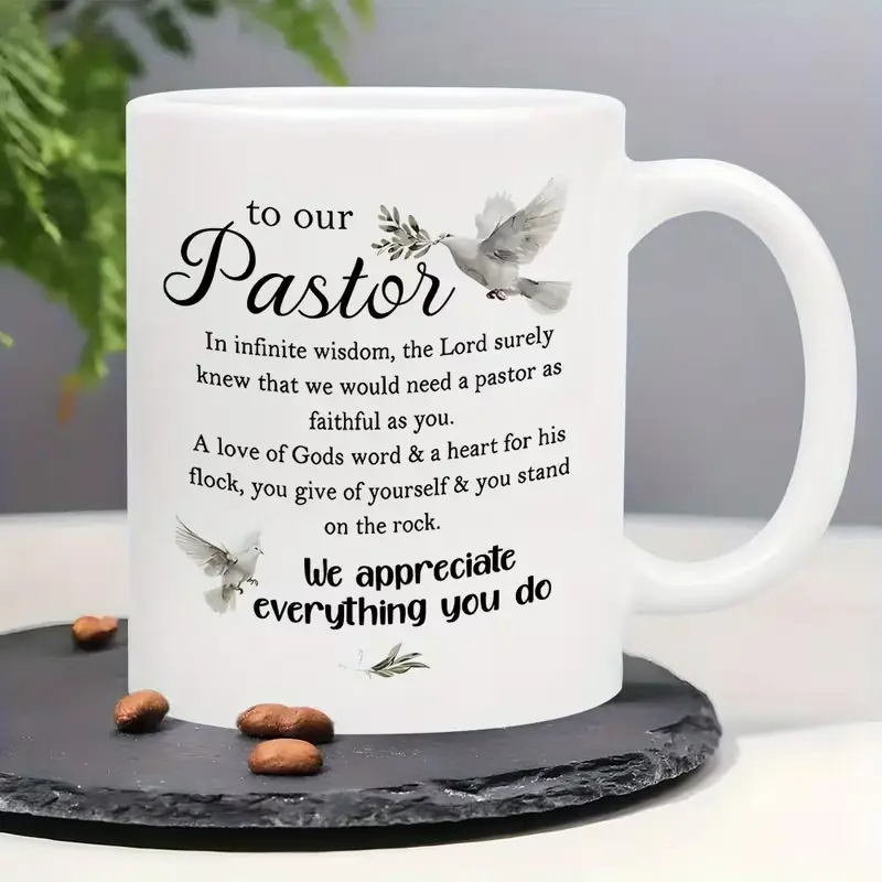 Pastor Appreciation Ceramic Mug We Appreciate Everything You Do Perfect Gift for Men & Women Pastor White with Inspirational Design 11Oz Mug Halloween, Christmas