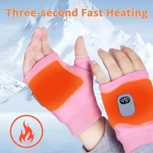 Smart Thermostatic Hand Warmers Women’s Rechargeable Heated Fingerless Gloves Electric Heated Gloves for Daily Use