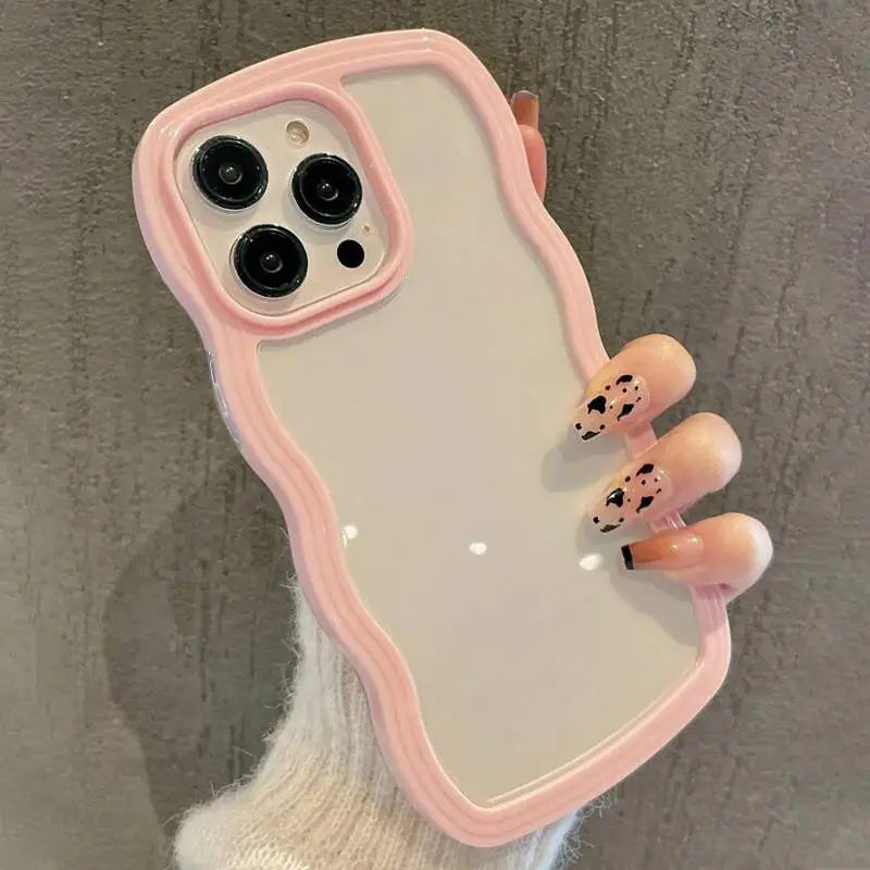 Creative Wave Design Clear Phone Case, Full Body Shockproof TPU Phone Protective Cover Compatible With iPhone 16 Series 15 Pro 14Pro Max 14Plus 14 13