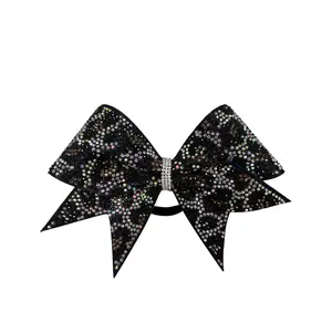 Black Animal Print Rhinestone Bow