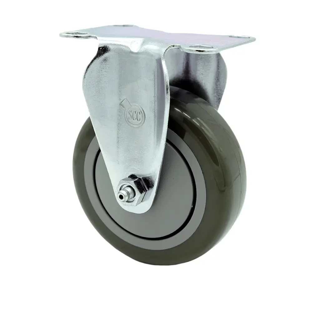 4" Rigid Caster with Gray Polyurethane Wheel - 350 lbs Capacity per Caster - Service Caster Brand