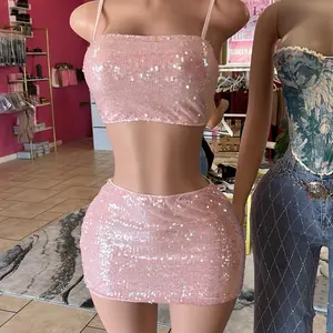 2 piece set pink glittery