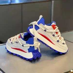 [Popular Choice] Men's Low-Top Sneakers - Breathable Fabric and PU Platform, Lace-Up, Round Toe for Outdoor Walking, Travel, Jogging in Spring, Summer, and Autumn