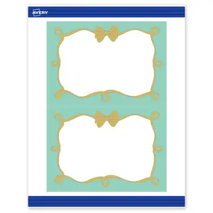 Avery® Printable Rectangle Invitation Cards, 5" x 7", Matte White, Sure Feed® Technology, Pre-printed Mint Border, Gold Bow Design Great for Weddings, Laser & Inkjet Compatible, 20 Total