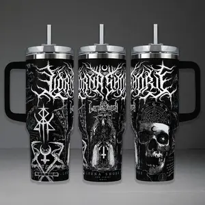 Lorna Shore Tumbler, Deathcore Band 40oz Cup with Handle & 20oz Travel Mug. Music Fan Gift, Lorna Shore Inspired Insulated Tumbler Featuring Gothic Artwork & "Pain Remains" Aesthetic Graphic Design.