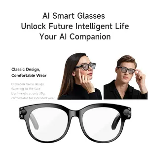 Multifunctional Smart Glasses, Smart Eyewear, 39g Weight with 2MP Anti-Shake Camera, Support Video/Audio Recording Sports Sunglasses, Hands-free Bluetooth Calling Music Control Real-Time Translate, Magnetic Charging AI Glasses for Travel Sports