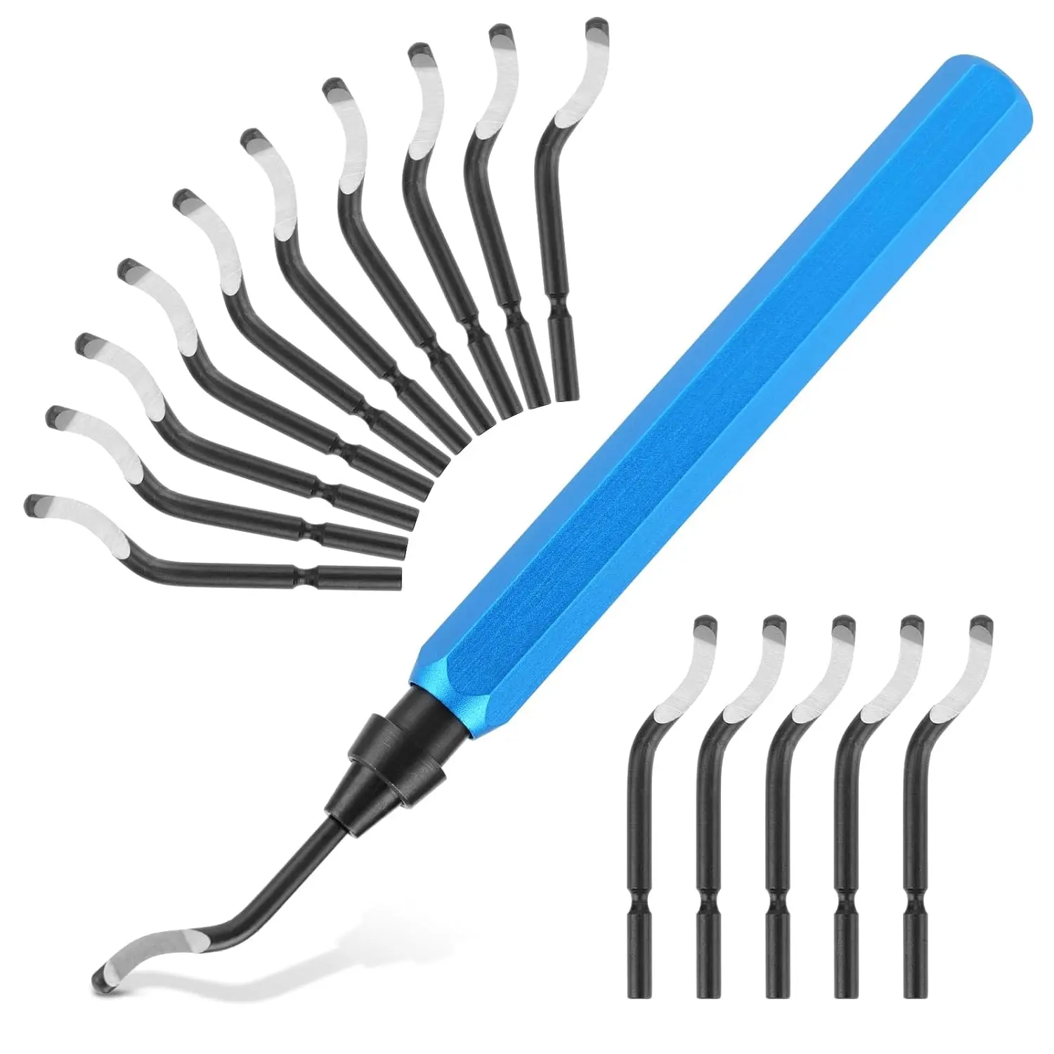 Deburring Tool Set with 15 High Speed Steel Swivel , Deburring Tool Ideal for Metal, , Copper, Plastic, PVC Pipes,  Printing Burr Removal Reamer Tool