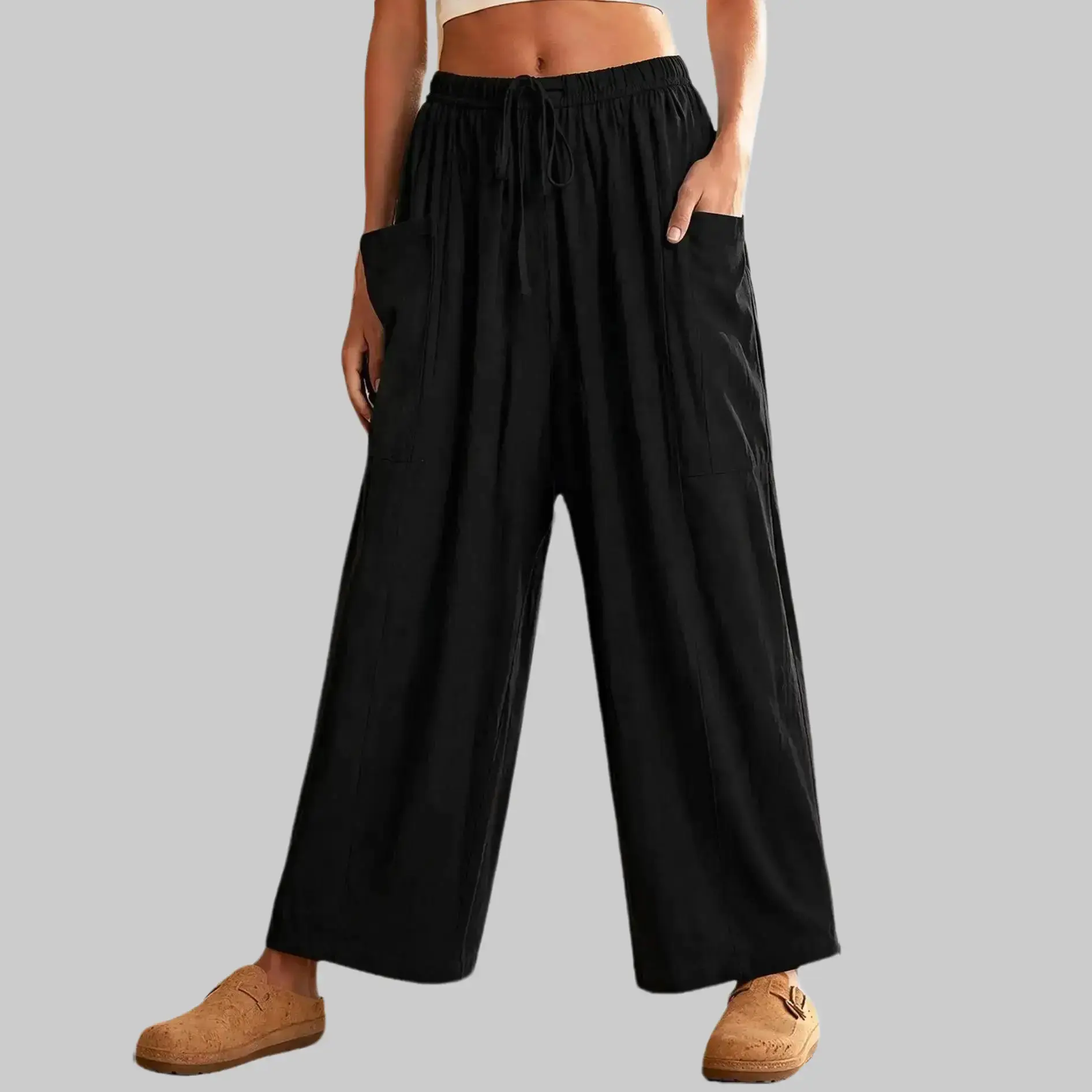 Women's Wide Leg Pants Casual Loose Beach Palazzo Harem Pants with Pockets Boho Style Summer Modest Clothing Trouser 2025 Trendy Outfit Plus size Outdoorfun Baggy Summertok dealsforyoudays Chic,clothes for back to school,first day of school outfits