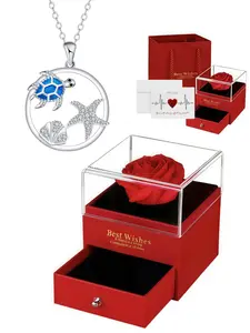 "Enamel Sea Shadow" Niche Luxury Little Turtle Necklace – fade-resistant, high-end gem design. Comes with an elegant red preserved rose gift box and a card for mom or daughter. Ideal for festive gifting, as a gift for your daughter and for Mother's Day.