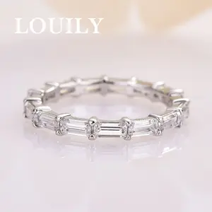 Louily Jewelry 2.0ct Stunning Wedding Band,5A Cubic Zirconia Promise Ring,Anniversary Ring for Women