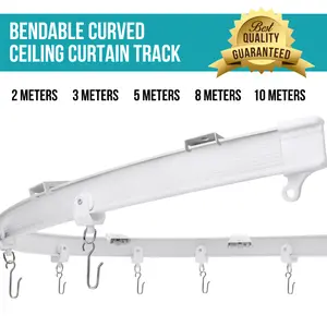 Curved Ceiling Curtain Track Bendable Mount 3 Meter(9.8feet) for Curtain Rail Bunk Bed Bay Window Room Divider RV Curtain, Shower Curtain, Hospital Curtain Track System