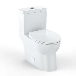 GARVEE One-Piece Toilet, Elongated Toilet for Bathroom, with Soft Close Seat & Under-Locking Lid, Modern Ceramic Toilets, Comfort Height, Dual Top-Press Buttons