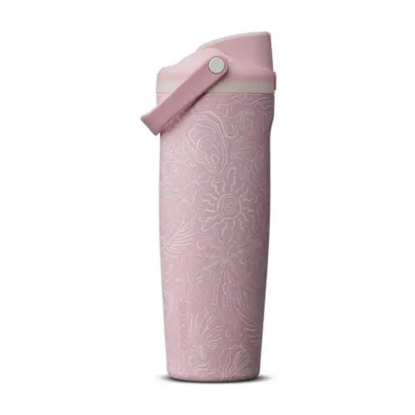 Cute Pink 30oz Travel Tumbler | Leakproof Flip Lid & Reusable Straw | Hot & Cold Insulated Cup