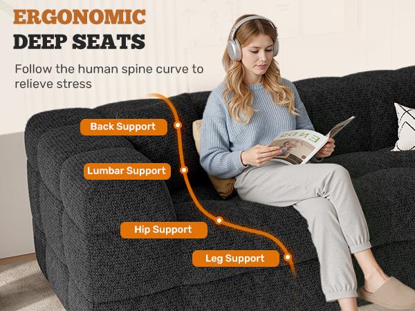 75" Cloud Loveseat Sofa in a Box, No Assembly Required Comfy Deep Seat Boneless Couch, Modern Small Couches for Living Room, Bedroom, Apartment