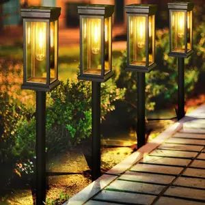 Set of LED Solar Garden Lights, Waterproof Outdoor Lighting for Patio, Lawn, Pathway Decoration, Energy Efficient Solar Powered Lamps, Solar Post Lights
