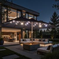 Blue | Lighted Umbrella with Base