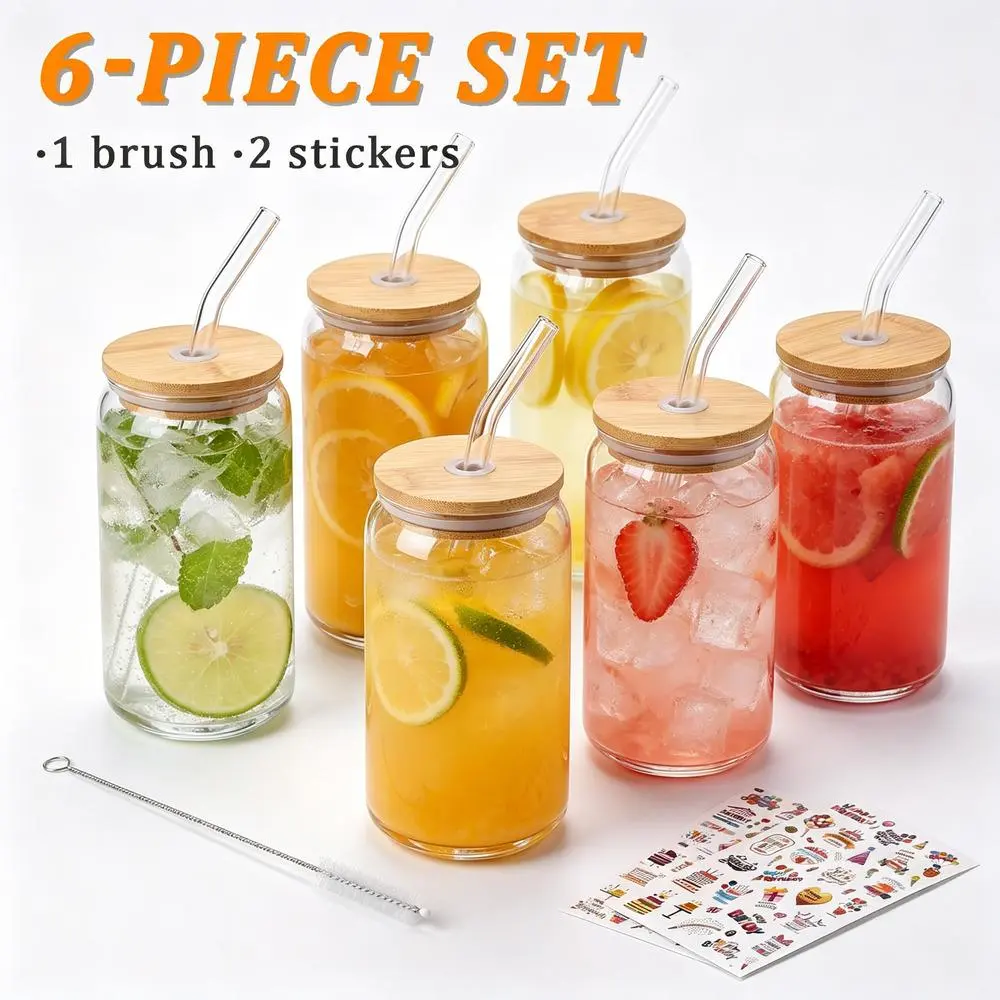 Clear Glass Drinkware Set Space Efficient Stackable Glassware Collection, Multiple Pack Sizes 4/6/8/12 Fit Small Kitchen Cabinet Storage Areas