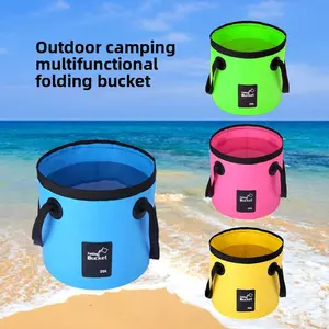 Outdoor PVC folding bucket camping water storage bucket large capacity portable convenient bucket light car wash bucket fishing bucket