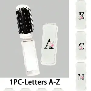 White 2-in-1 Foldable Hair & Makeup Mirror, Tabletop, Foldable 180 °, Folding Comb, Easy to Carry, Travel Hand Mirror, Perfect for Travel Use, Suitable for School, Travel, Gifts for Girls, Family, Friends, Mother's Day