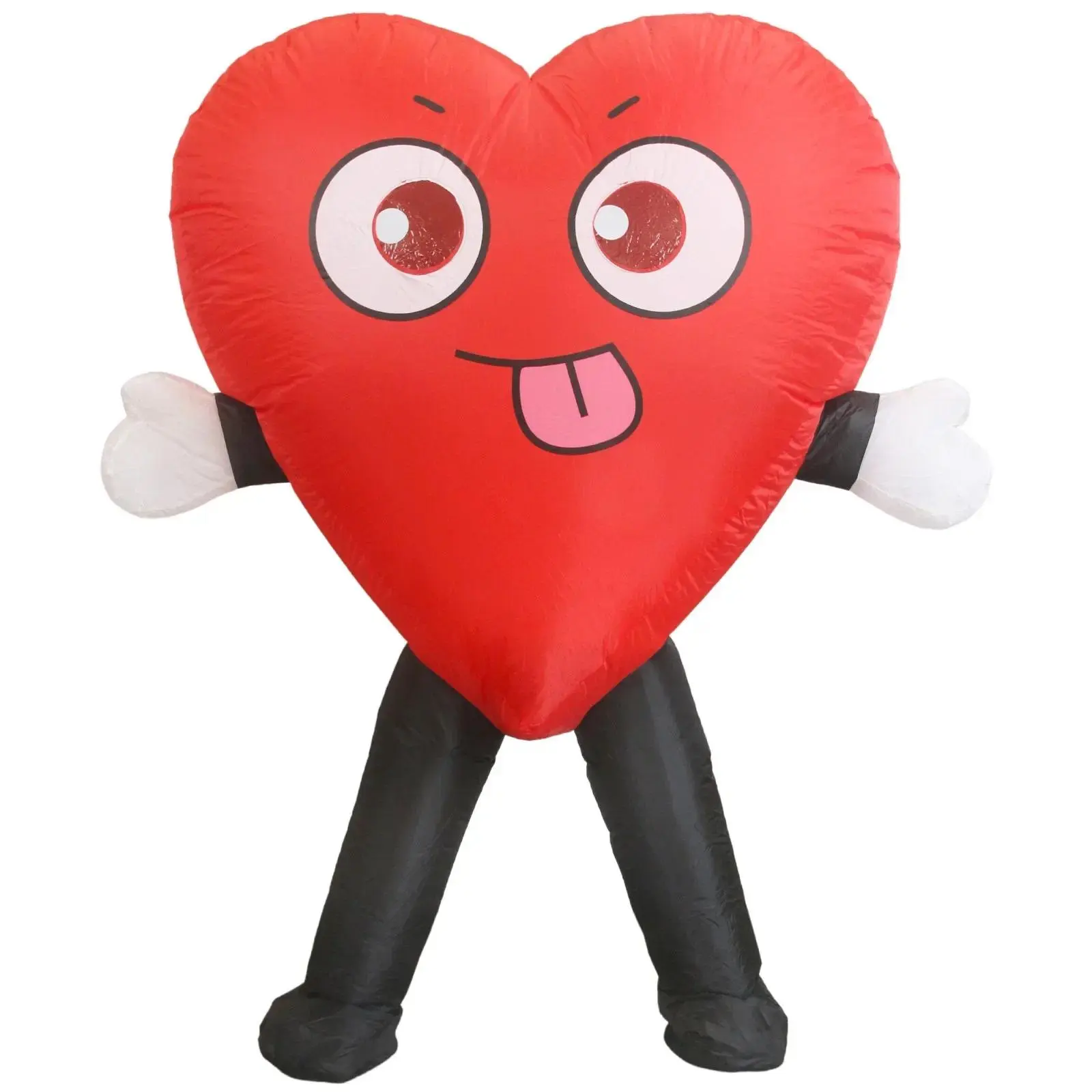 Unisex Adult Polyester Inflatable Red Love Heart Cosplay Costume Set - Cosplay Clothes with Heart Face, Battery-Required Stage Performance Prop for Christmas Party Gifting & Atmosphere Enhancement, Adults