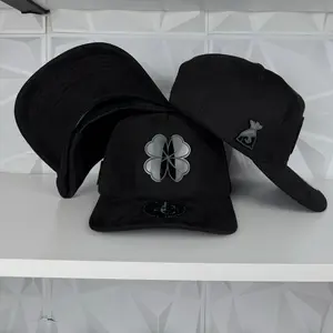 Clover SnapBack hat-black suede