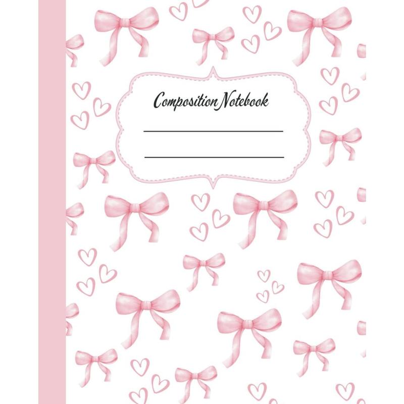 Pink  Composition Notebook: Cute Girly Aesthetic College Ruled Journal, Pretty Pastel Bow Design,  for School Supplies and Notes, Ideal forGirls, Teens, & Women - Paperback