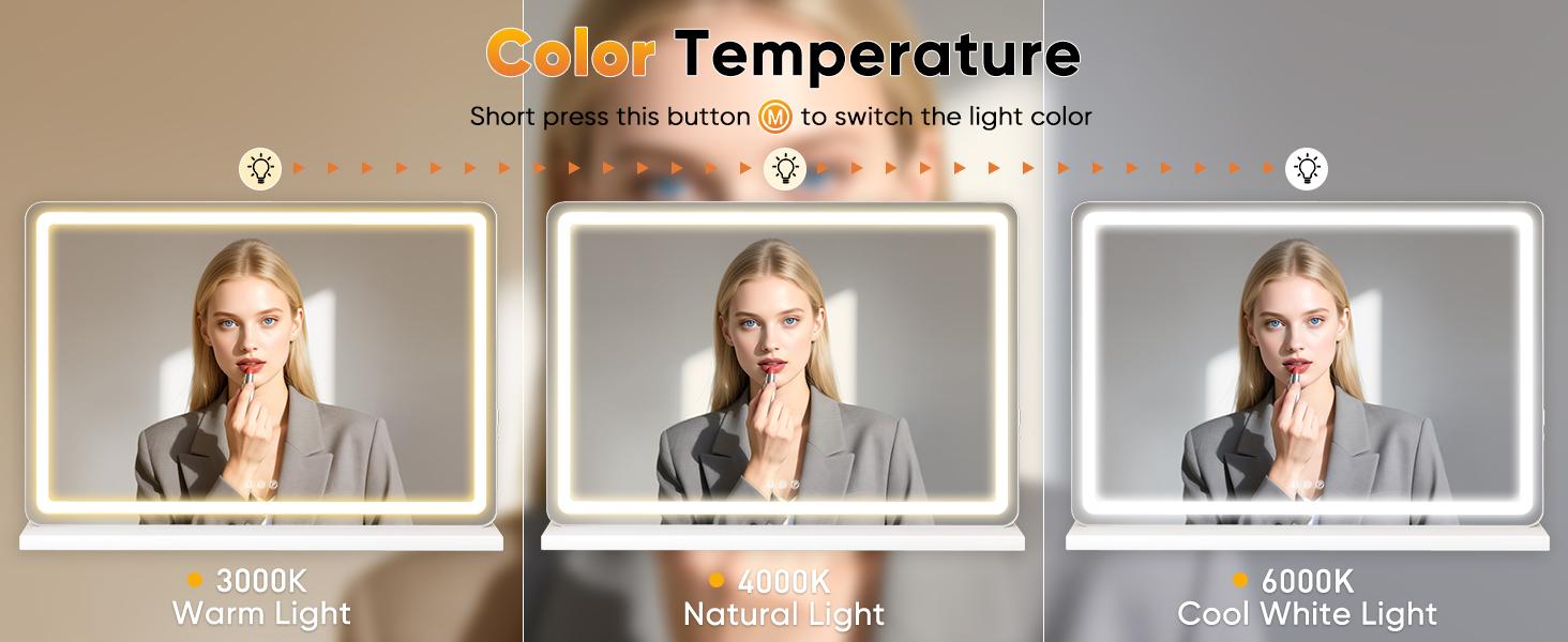 【New】LED Illuminated Makeup Mirror with Built-in lights, Small Smart Touch-Controlled Makeup Mirror with Adjustable lighting.