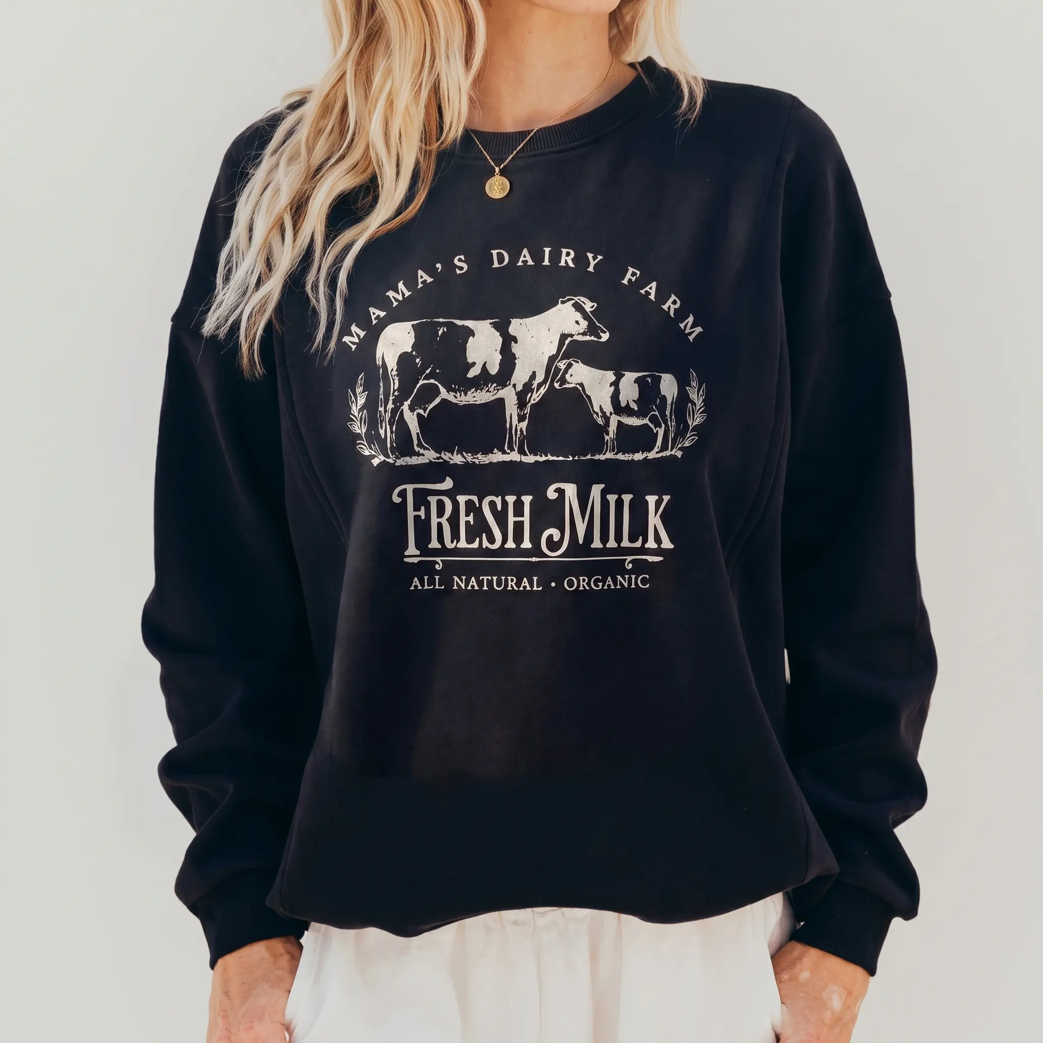 Giftifymama Mama's Dairy Farm Breastfeeding Crewneck Sweatshirt Nursing Shirt Long Sleeves Hoodie Breastfeeding Top Sweatshirt nursing shirt breastfeeding sweatshirt new mom Maternity Clothes Casual Cotton