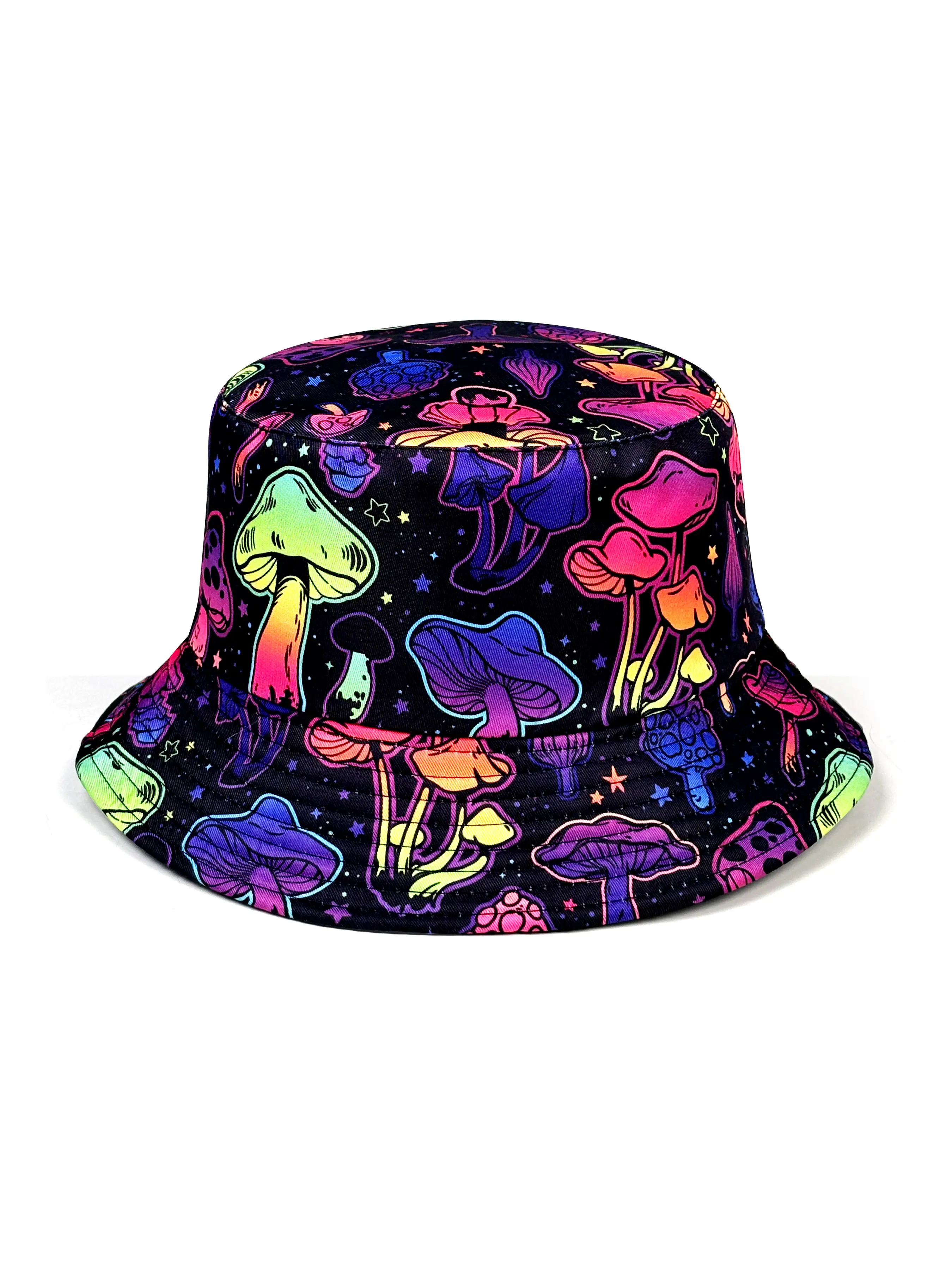 Dreamy colored mushroom fisherman hat, double-sided wearable sun hat, foldable fashionable basin hat, versatile bucket hat for all seasons, fishing bucket hat, suitable for outdoor activities and beach adventures