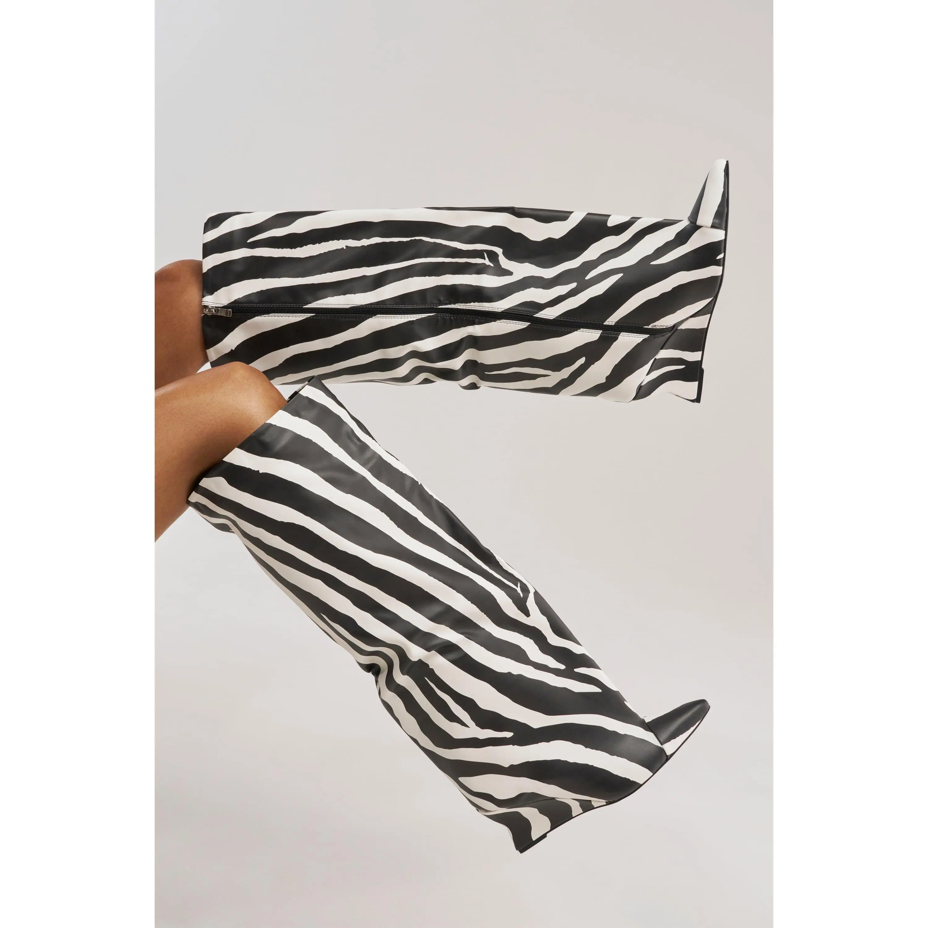 AZALEA WANG KENYA ZEBRA KNEE HIGH WEDGE BOOT AZALEA WANG KENYA ZEBRA KNEE HIGH WEDGE BOOT