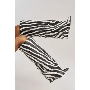 AZALEA WANG KENYA ZEBRA KNEE HIGH WEDGE BOOT