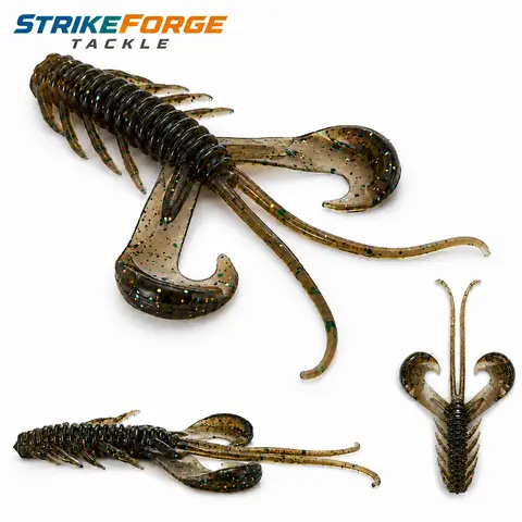 StrikeForge Tackle 8PCS Floating Craw Creature Baits, 3.93in Soft Plastic Fishing Lures with Twin Curl Claws and Long Feelers for Bass Fishing