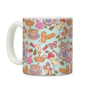 [Sale Up To 50%] Cottagecore Peens Pattern Coffee Mug - 11oz, 15oz Ceramic Drinkware with Large Handles, Printed in the USA