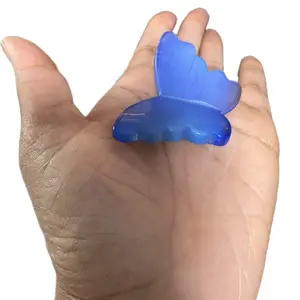 Blue Opalite Non-Natural Artificial Opalescent Glass Butterfly Decorative Object or Polished Stone
