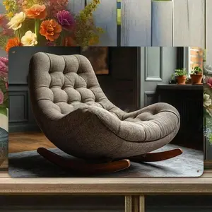 【20*30cm/8*12inch】Mid Century Modern Rocking Chair Metal Sign: Upholstered Accent Rocker Button Tufting Solid Wood Base Comfortable Lounge Seating For Living Room Nursery Bedroom